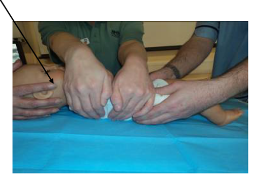 Showing correct hand positioning