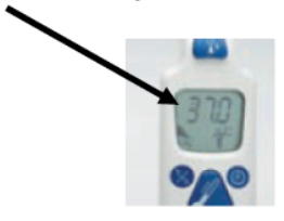Temperature showing on the thermometer screen